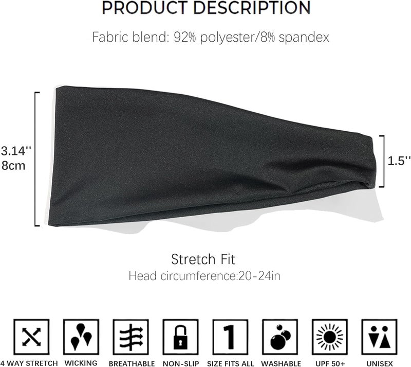 CellElection 5 Pack Sports Headband for Men, Breathable Mesh Design, Reused & Washed Mens Headband Sweat Bands for Running Yoga Fitness Workout - Image 3